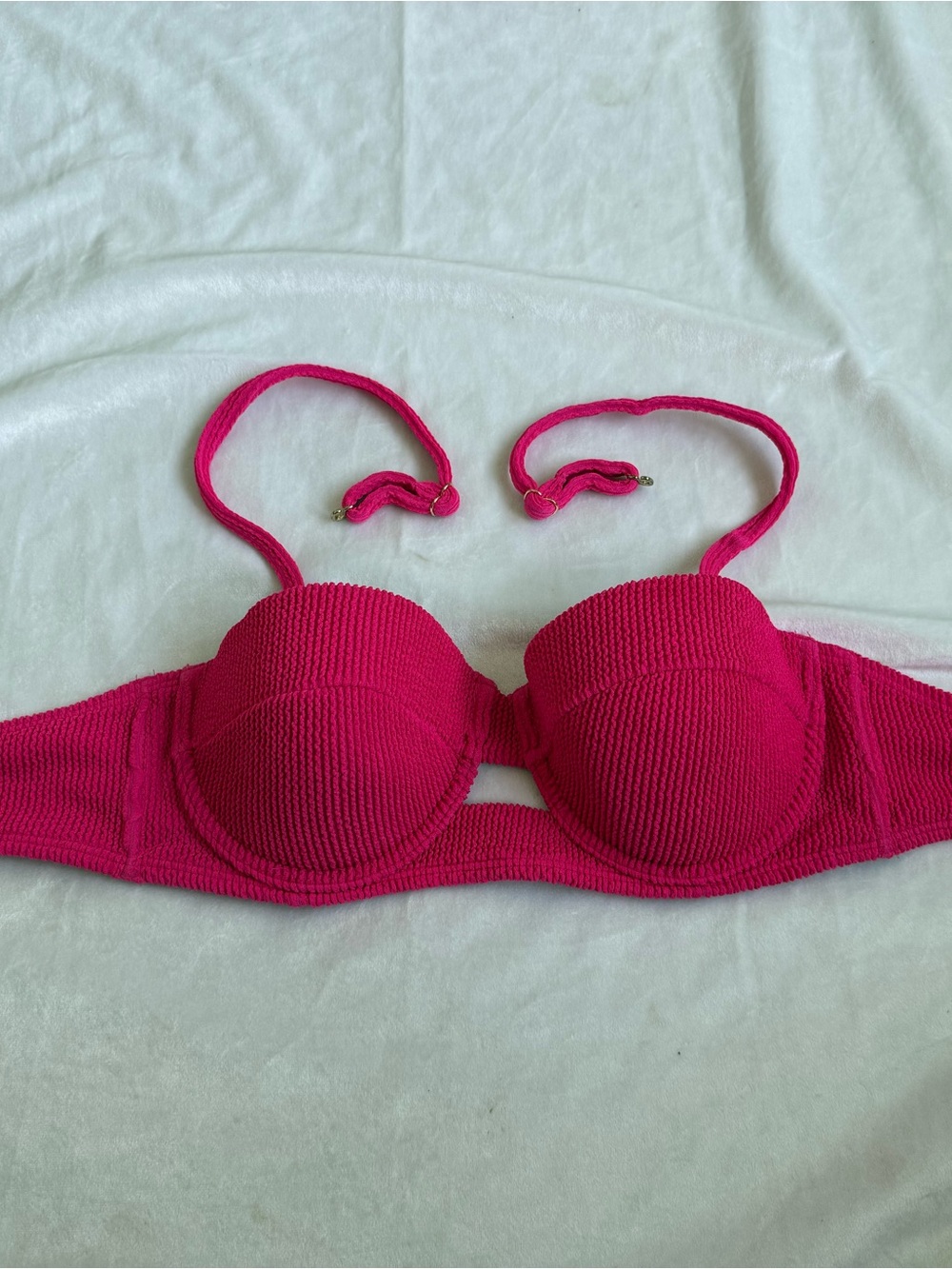 Shade & Shore Textured Strapless Bikini Top - Fuchsia Pink